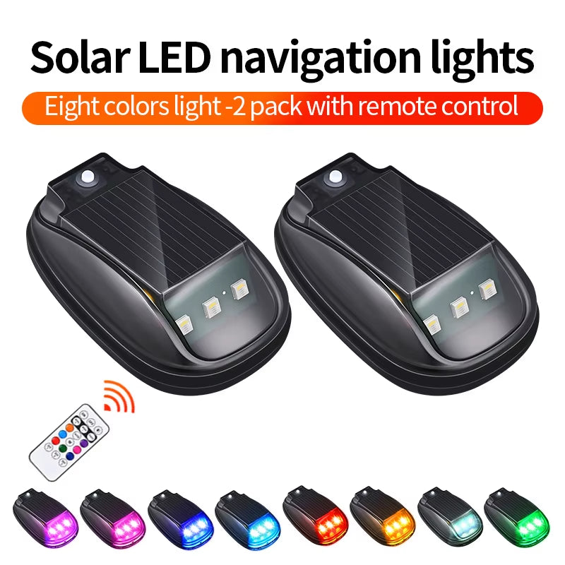 Vibrant RGB LED Strobe Lights - Solar Powered Warning Lights for Cars, Motorcycles, and Aircrafts