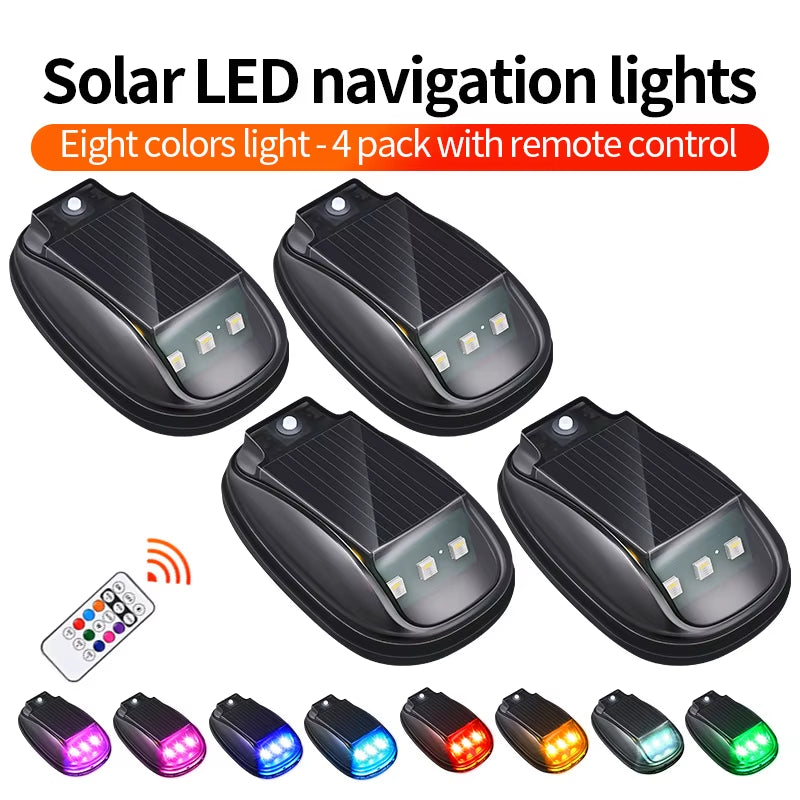 Vibrant RGB LED Strobe Lights - Solar Powered Warning Lights for Cars, Motorcycles, and Aircrafts