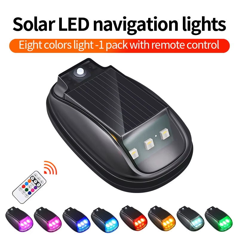 Vibrant RGB LED Strobe Lights - Solar Powered Warning Lights for Cars, Motorcycles, and Aircrafts